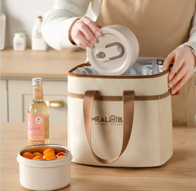 Portable Insulated Lunch Bag, Meal Tote for Travel & Road Trips, Reusable Cooler Bag for On-the-Go Meals
