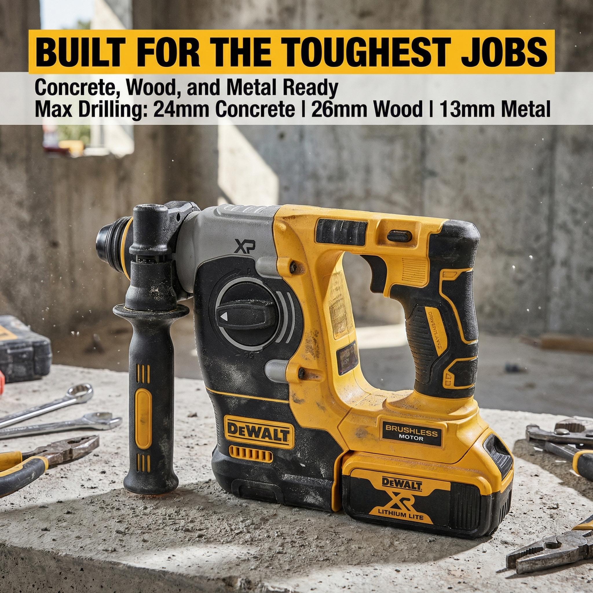 DEWALT DCH273 20V Impact Hammer Drill, 2.4J Impact, Ideal for Concrete, Wood, and Metal Drilling tool kit set Cordless Household wrench machine power brushless