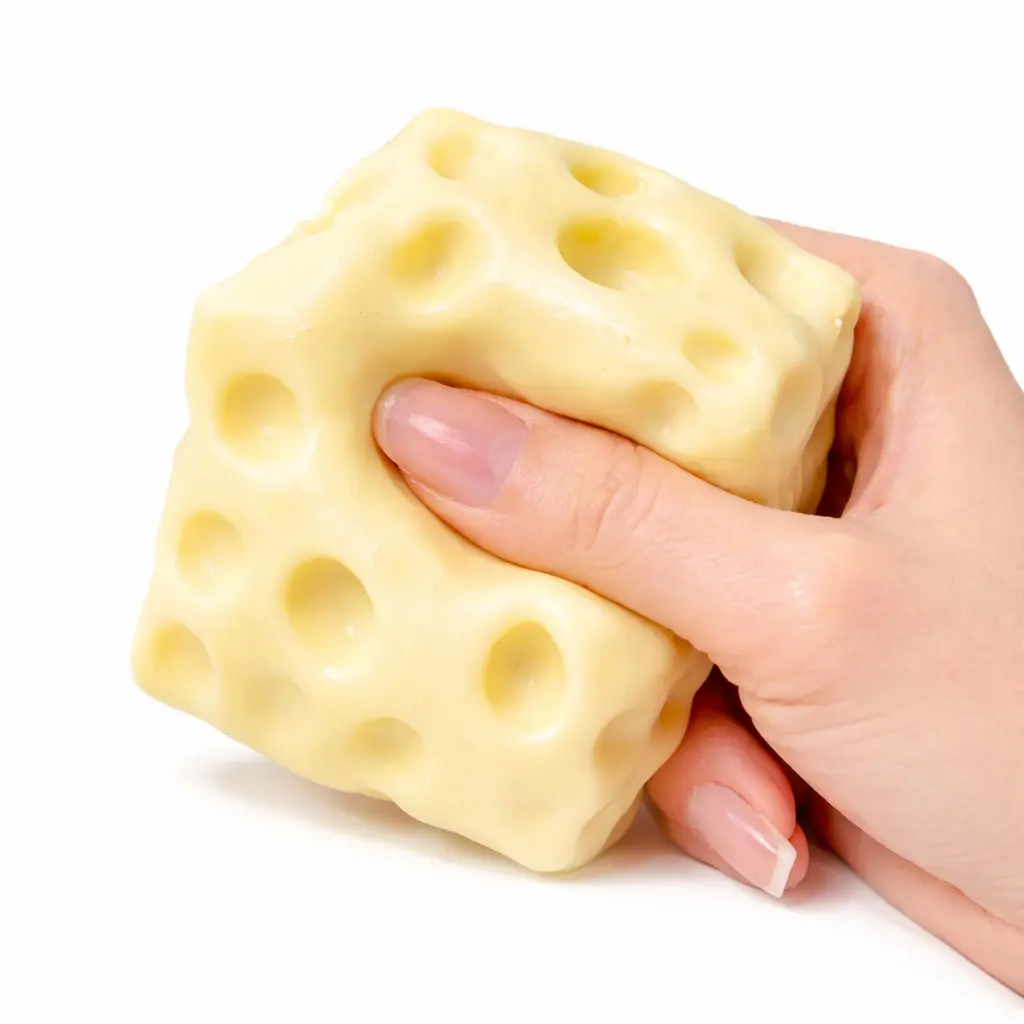 Moldable Squishy Cheese Toy - Unisex Fidget Squeeze Toy, Decompression Tool, Slow Rebound or Super Moldable Stress Relief Gift Idea, Party Bag Filler, Home & Festive Supply
