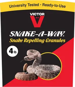 Victor VP364B Snake-A-Way Outdoor Snake Repelling Granules 4lbs. - Snake Repellent for Yard Against Poisonous and Non-Poisonous Species, Long-Lasting and Protects .5 Acres