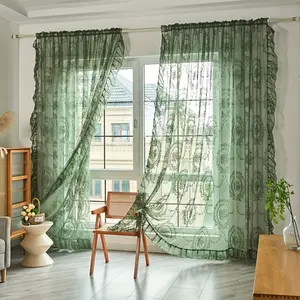 French Vintage Lace Curtain, Home Textile, Hollow Out Design, Short Window Cover for Living Room Bedroom Balcony, Home Decor, Hollow Out Fringe