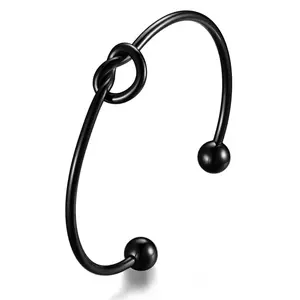OIDEA Forever Love Knot Infinity Open Cuff Bracelet for Women, 316 Stainless Steel Adjustable Minimalist Bangle