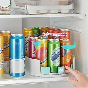 [Space saving] 360 ° rotating refrigerator rack, saving refrigerator space seasoning bottle organizer, suitable for families, kitchen cabinets, storage rooms, refrigerator storage | rotating tray design | refrigerator organizer storage