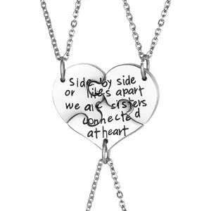 OIDEA Best Friends Heart Puzzle Necklace Set Stainless Steel BFF Matching Friendship Jewelry Gift for Women