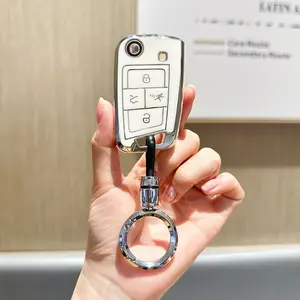 360 Degree Soft TPU Protector Key Fob Cover Case Compatible with 2017-2021 VW Volkswagen Jetta Tiguan GTI Atlas Passat Golf Folding Flip Keyless Entry Key Fob