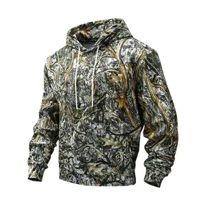 Men's spring and autumn American camouflage hooded jacket, retro fashion simple camouflage daily tooling sweater, breathable and comfortable long-sleeved street hooded cardigan jacket
