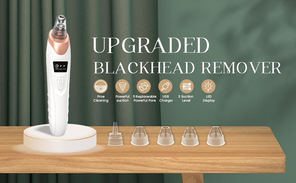 Blackhead Remover Pore Vacuum, Electric Facial Pore Cleaner with 5 Suction Power & 5 Probes, USB Rechargeable Blackhead Vacuum Kit, Acne Extractor Tool for Adults