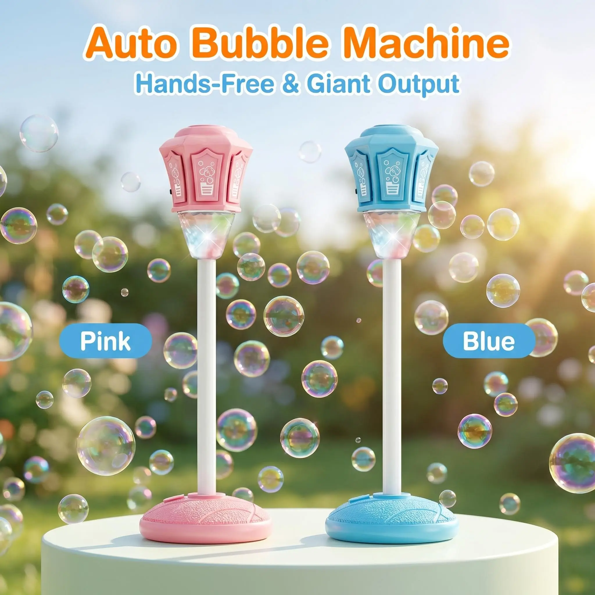 Rechargeable Street Lamp Bubble Machine  Auto Big Bubble Output Kids Party Camping