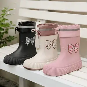 Waterproof Cartoon Rain Boots for Youth - EVA Material Long Boots, Slip-On Mid-Calf Style, Lightweight with Soft Sole for Comfort Under Age 14