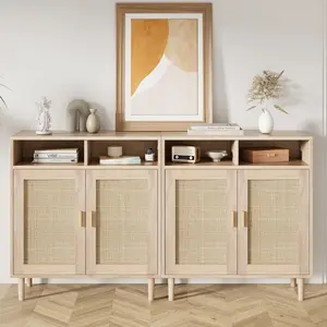 2pcs Rattan Sideboard Buffet Modern Storage Cabinets, Accent Furniture for Dining Room, Living Room Home Decor