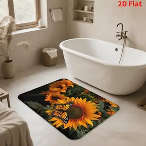 Sunflower mat with black background Area Rug Machine Washable Lodge Rug,Non-Slip Low Pile Print Pattern Decorative Rug for Living Room Bedroom Dining Room