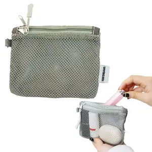Double Zipper Mesh Storage Bag Double-layer Space Saving Portable Coin Purse Square Visible Travel Cosmetic Organizer Women