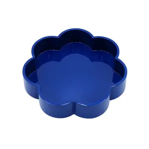 Cobalt Blue Flower-Shaped Lacquerware Tray
