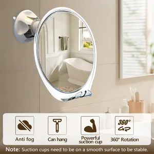 Fog-Free Shower Miror with Suction Cups, Compact 360° Rotating Anti-Fog Bathroom Mirror for Shaving & Makeup with Razor Holder, Easy to Install & Remove, travel must haves makeup mirror portable, Gift for women, Father's Day Gift