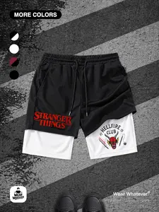 Stranger Things Hellfire Club Print Pants, Dual Layer Design, Casual Breathable Sport Comfort, Trendy Streetwear for Home or Outdoors