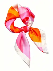 Women's Rainbow Stripe Print Square Scarf, Fashionable Soft Scarf for Daily Wear, Casual Versatile Scarf for Women As Gift, Boho Style Scarf