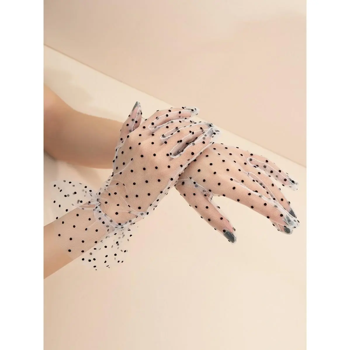 White Mesh Polka Dot Gloves, Gloves for Women, Costume Wear, Night Out Wear, Fashion Gloves, 90s Inspired Gloves