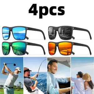 4 pack Men Square Polarized Sunglasses Polarized UV protection Lightweight Sun Glasses for Fishing Driving Golf