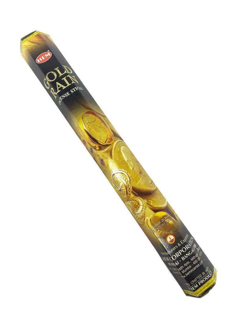Gold Rain Incense Stick - 20 Ct Gold Candle with Elegant Design
