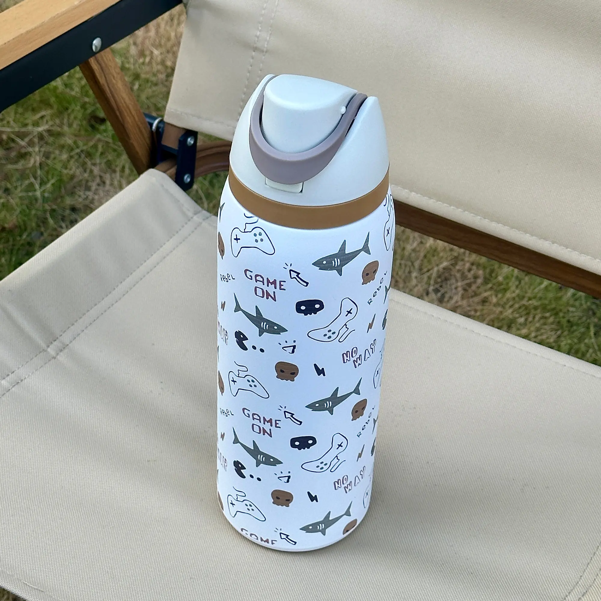 Stainless Steel Insulated Cup, Dual-Layer Thermal Mug, Straight Sipper & Straw, Travel Coffee Water Bottle, Portable, Gift for Outdoor Sports, Vacuum Flasks