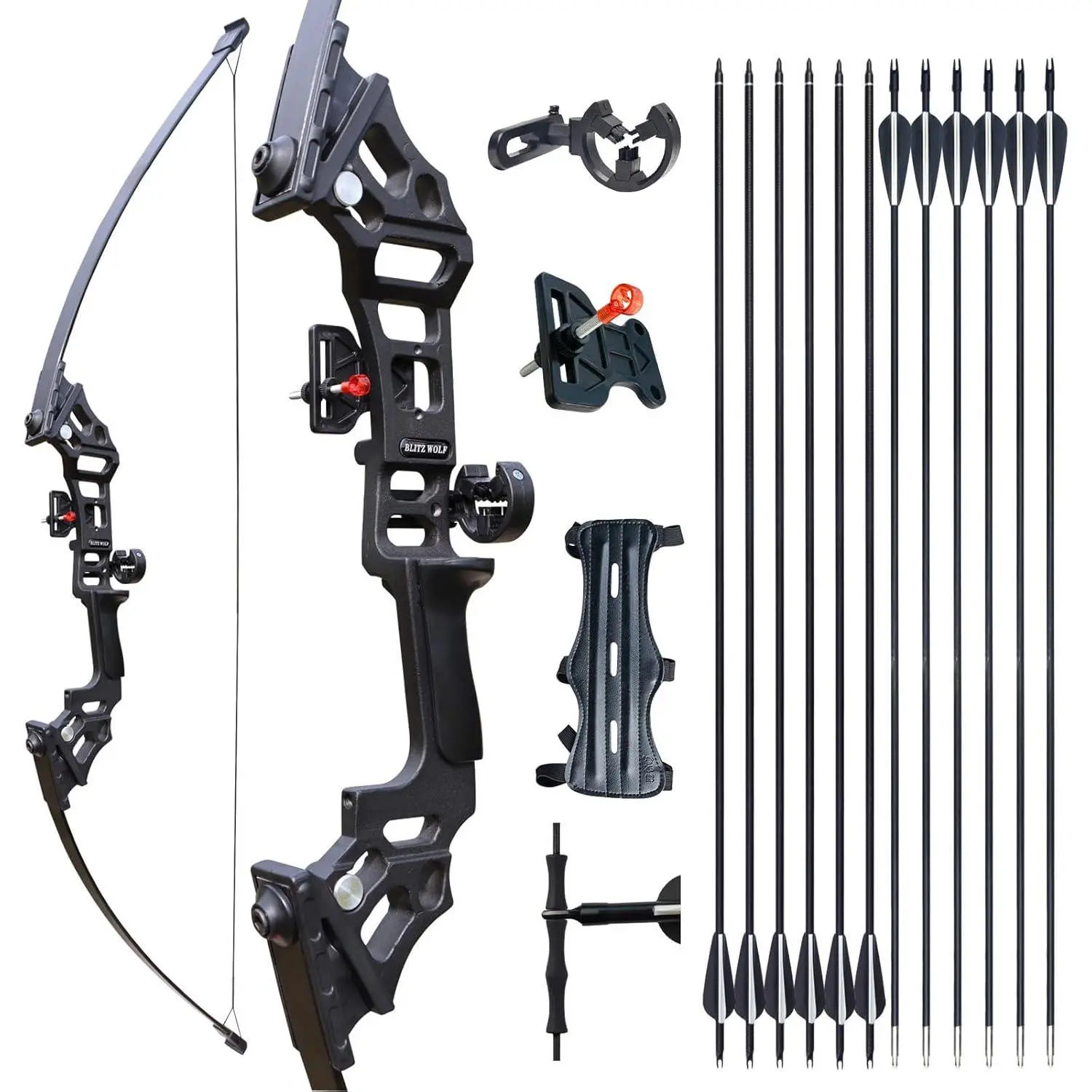 Archery Bows and Arrows Set for Adults - 51 Inches Takedown Aluminum Alloy Riser Recurve Bow, 30-40 Lbs Right Hand Kit with 12 Arrows, 2.5 Lbs Lightweight Option for Youth Beginners, Outdoors, Yard