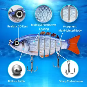 Exquisite Swimbaits for Bass and Other Freshwater and Saltwater Species - Slow Sinking Baits with Fishing Tackle Box - Essential Gear for Fishing Enthusiasts 3-Piece Multi-Joint Set