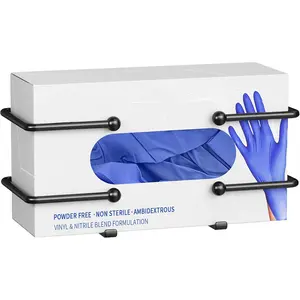 Glove Box Dispenser Wall Mount: Black Glove Holder Organizer for Disposable Glove Box & Tissue Box - Glove Organizer on Wall in Lab, Kitchen, Bathroom, Garage
