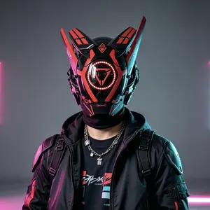 Cyberpunk Party Face Mask with Red LED Light, Rechargeable Polycarbonate Costume Accessory for Adults, Futuristic Techwear for Cosplay, Halloween, Birthday, Accessories