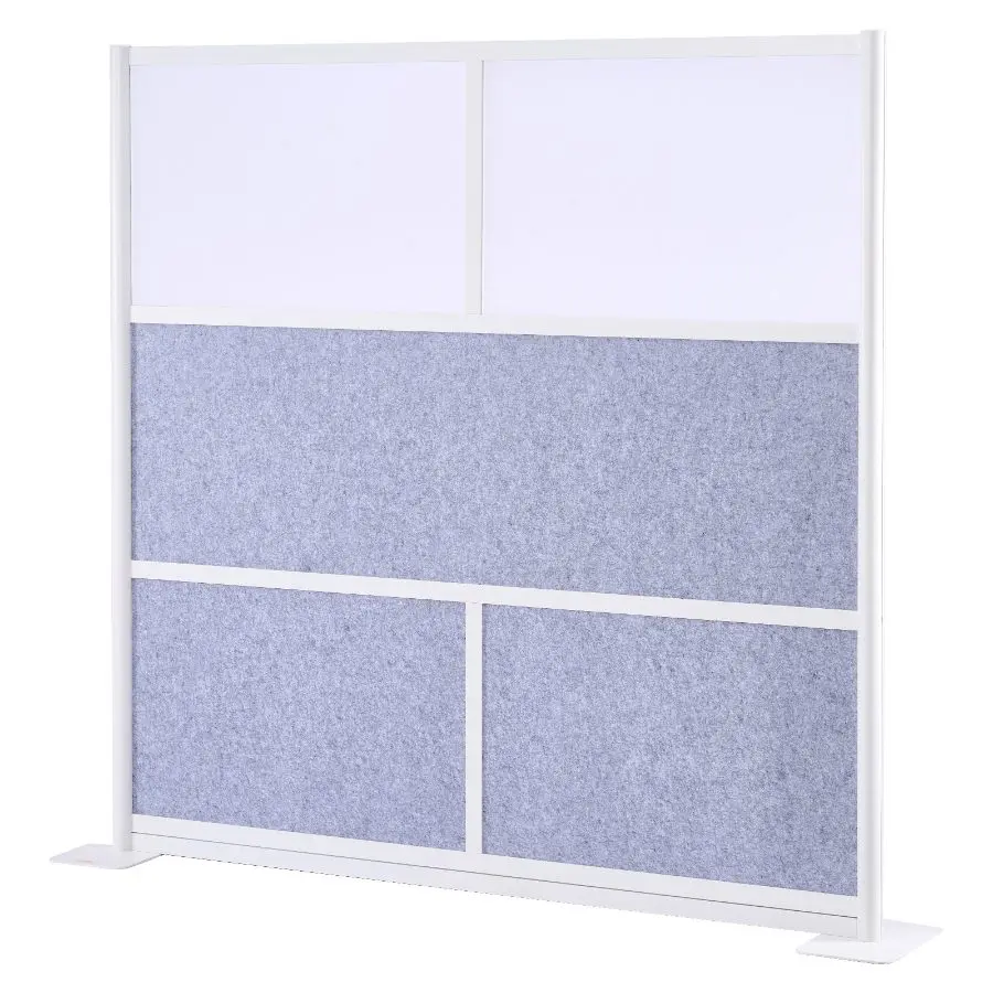 【Summerfinds】VEVOR Office Privacy Partition Divider, 1-Pack 70x70 Modular Wall Panel, PET Modern Workstation Cubicle with Frosted Privacy Glass, Quick-Install Neutral Freestanding Anti-Collide Base, Reduces Visual Distractions for Office, Enhances Pri