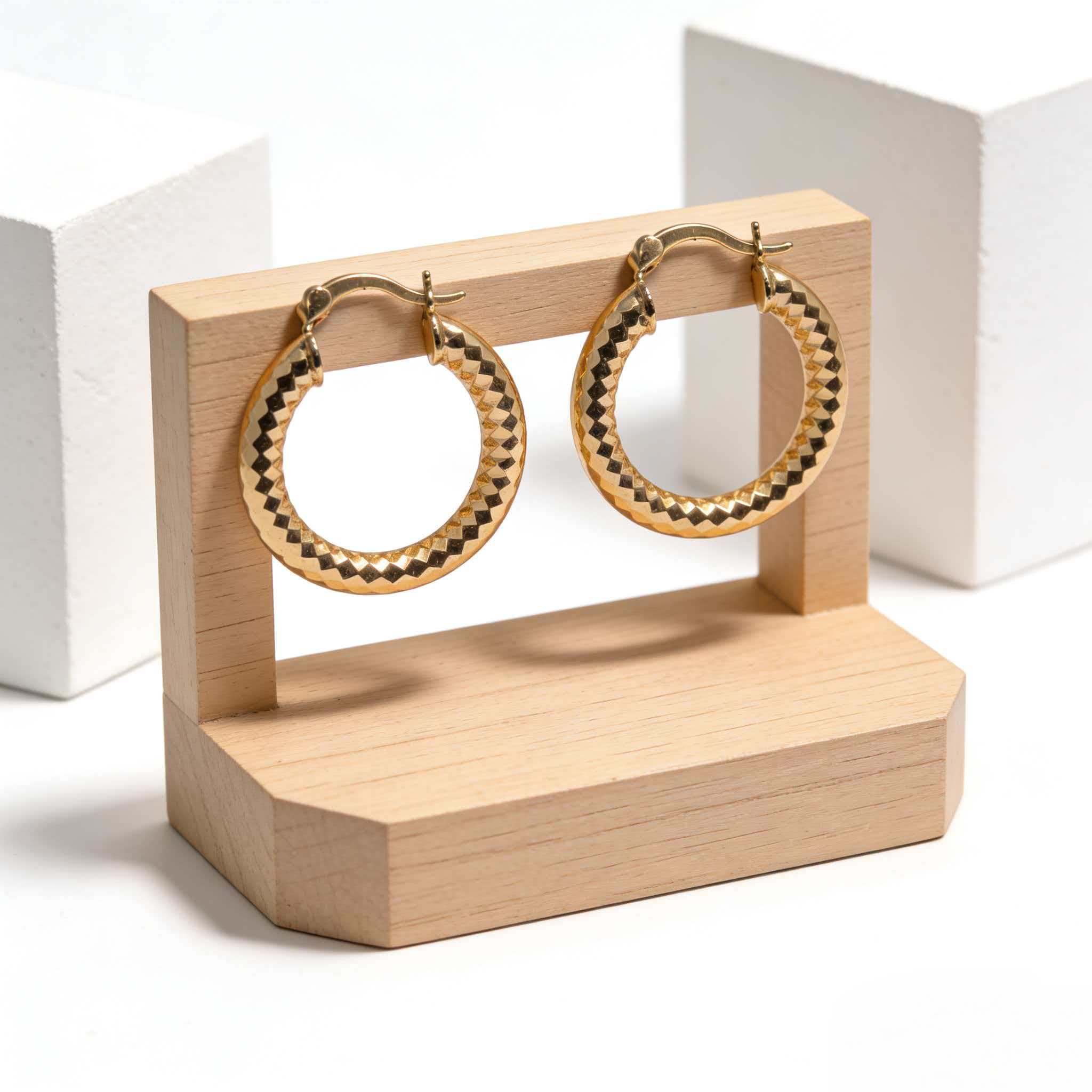 Hypoallergenic 18K Real Gold Plated Hoop Earrings Set Waterproof Long Lasting Color Retention for Everyday Wear