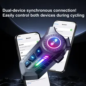 X3PRO two person cross blend intercom + mixed intercom + music sharing + FM/deep bass Bluetooth helmet headset for cycling and motorcycling, surround sound, riding noise cancellation, travel earbuds—always wear them