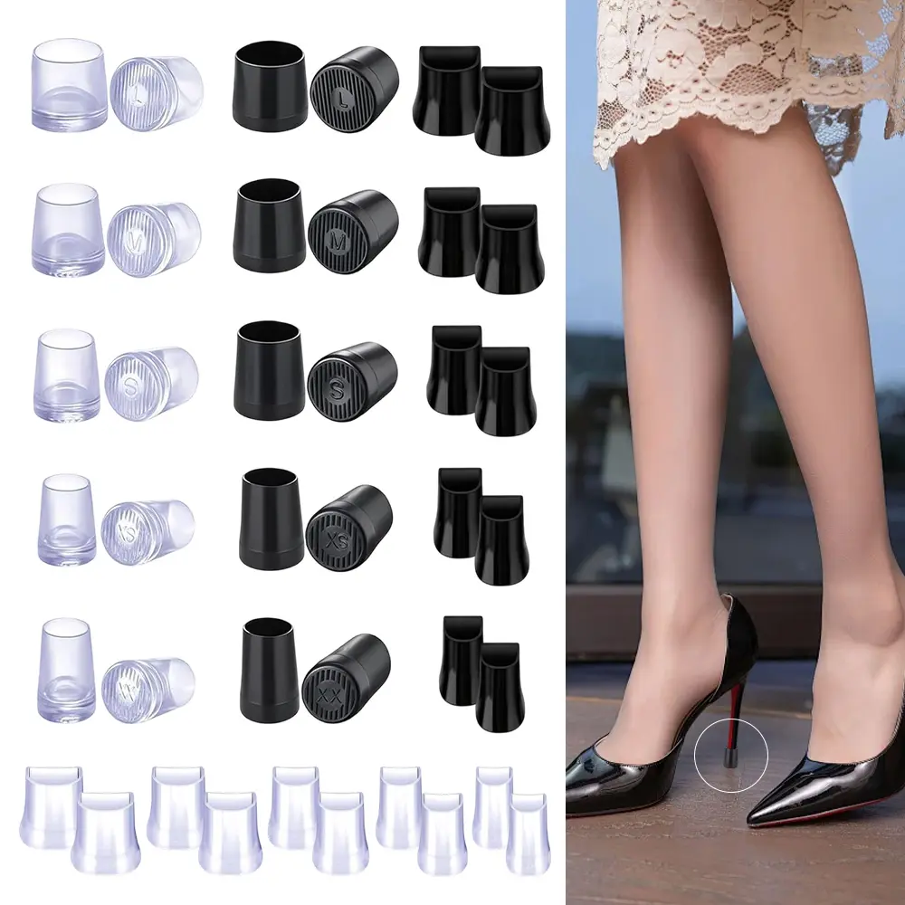 20 pairs Heel Caps for High Heels Non-slip Black and Transparent Heel Caps Noise Reduction Heel Caps for Outdoor Weddings Grass