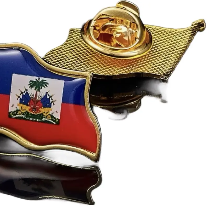 Haiti Flag Brooch - 1.5 in Unisex Lapel Pins, Clothing Collar Clip with Locking Back Clip, Fashion Accessory for Men and Women