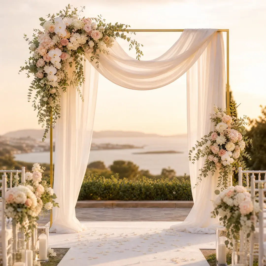 6FT/8FT Square Arch Backdrop Stand, Metal Balloon Arch Stand Portable Adjustable Pipe, Wedding Arches For Ceremony Wedding Birthday Party Decoration