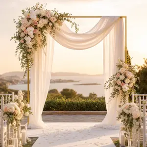 6FT/8FT Square Arch Backdrop Stand, Metal Balloon Arch Stand Portable Adjustable Pipe, Wedding Arches For Ceremony Wedding Birthday Party Decoration