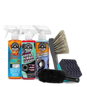 Chemical Guys Wheel & Tire Refresh Kit - Automotive Car Detailing Kit with Cleaners, Brushes, Dressing for Deep Grime Removal, Old Tire Dressing Removal, Gloss Restoration, Enthusiasts Before Shows/After Long Drives, Spotless Finish, Gerbil Wheel And Rim,