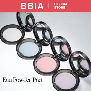 BBIA EAU Powder Pact - Pressed Powder Compact with Mirror and Puff, Makeup Setting Finishing Blurring, Sebum & Oil Control, Tone Correcting, Natural Korean Face Makeup