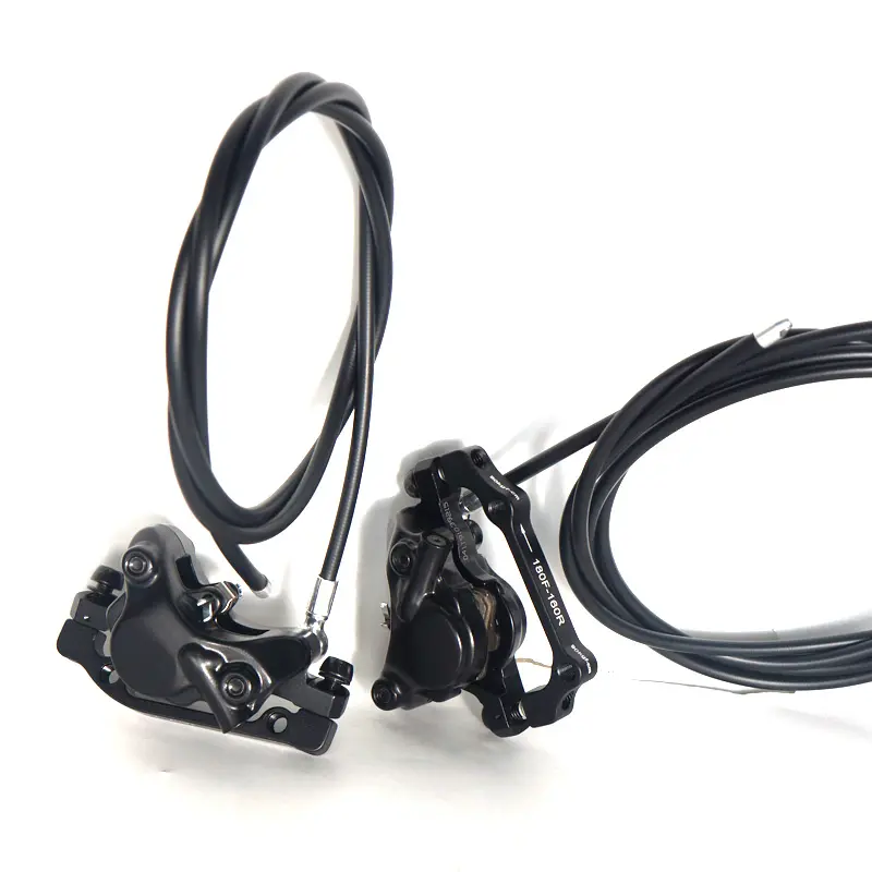 Hydraulic Brake Lever Set for E-Bikes & E-Scooters - 2-Piston Aluminium Alloy Split Calipers, Power-Off Sensor, Resin Pads, Supports Lithium-Ion Bikes, 3 Months Warranty
