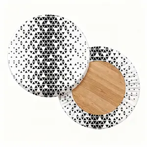 2/4/6/8PCS triangular geometry digital printing pattern universal elastic round stool cover for all seasons, elastic, bar chair cover, outdoor chair, small round cushion cover, restaurant, cafe and other scenes