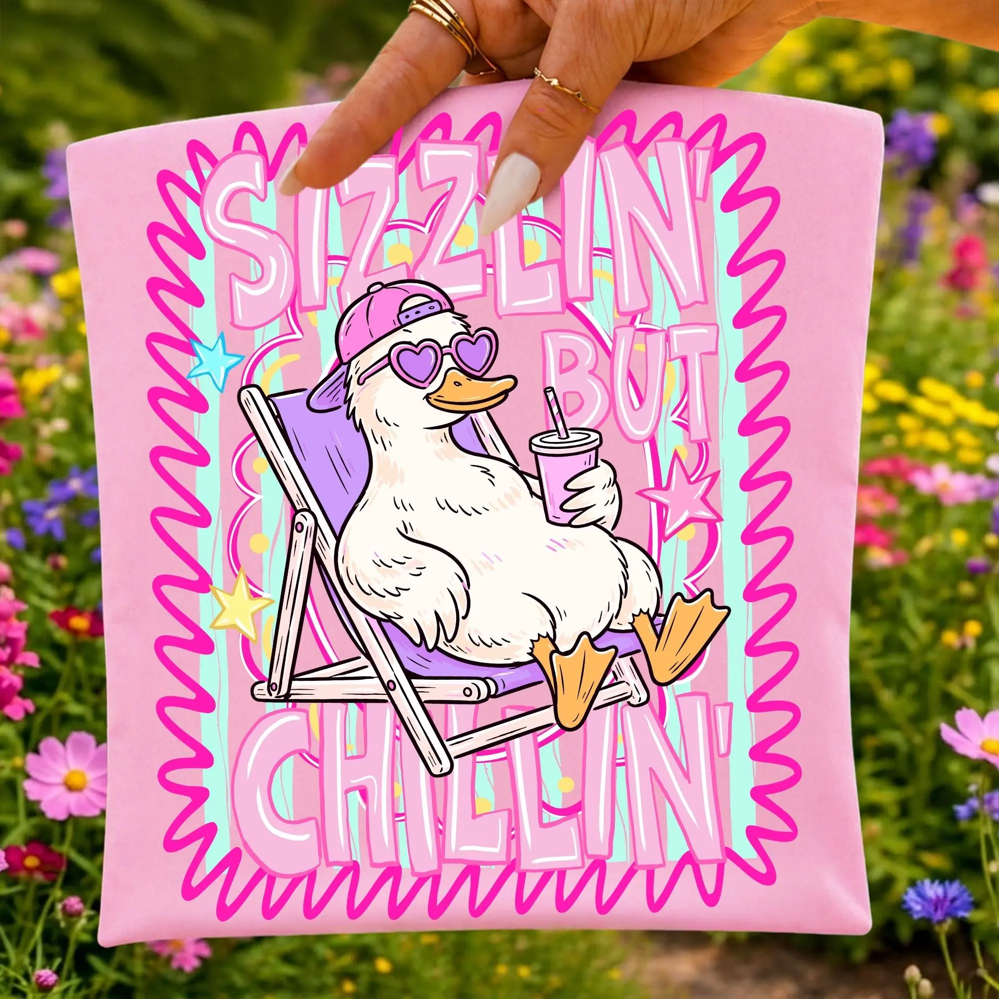 Comfort Colors® Sizzlin But Chillin T-shirt Duck In Sunglasses Tee Summer Animal Y2k Retro Beach Shirt Poolside T-shirt