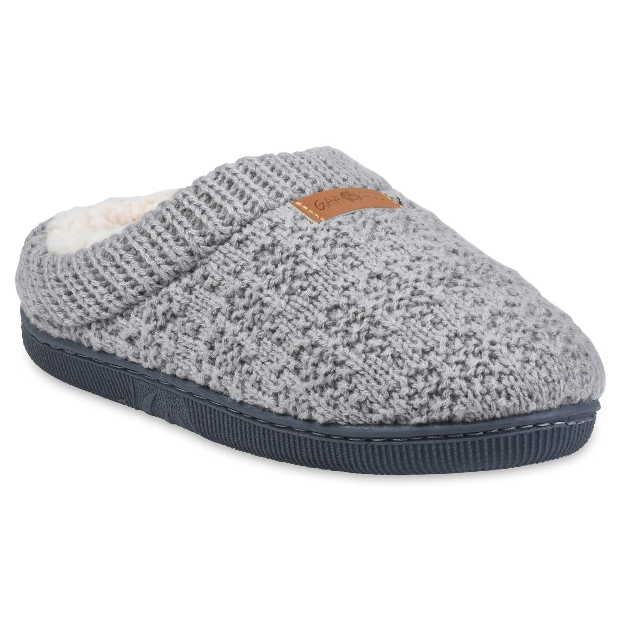 Gaahuu Women's Textured Knit Rib Collar Clog Slpper