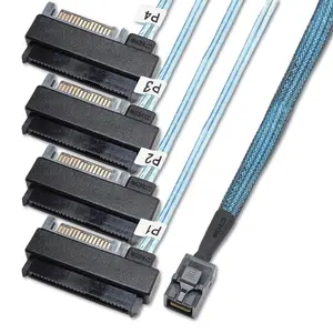 Storage Configurations Cable Mini SAS HDD SFF-8643 to 4 SFF-8482 with 15-pin Power Port Cord (1 Cable, 1 Meter / 3.2 Feet)