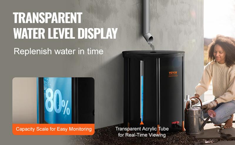 VEVOR Collapsible Rain Barrel -  Upgraded Visible Water Level, 53/66/100 Gal Portable Rain Water Collection Barrel, PVC Rainwater Collection System with Spigots and Overflow Kit, Water Barrel for Garden Water Catcher Bucket VEVOR Super Brand Day