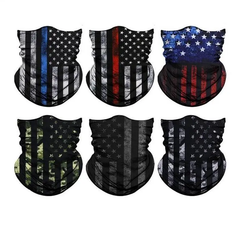 Yeomoo 6pcs SUmmer UV Protection Cooling Neck Gaiter Face Mask Men Women, Seamless Bandana Rave Face Cover Scarf Mask, Balaclava, Headband, Head Wrap, Great for biking, fishing, climbing, and construction work, Headwear American Neckgaiter