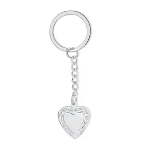 Silver Vintage Heart Locket Keychain