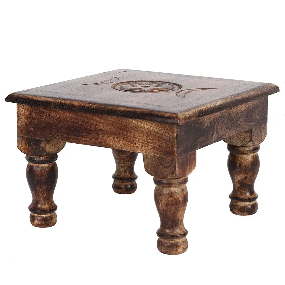 Rustic Handcrafted Outdoor Triple Moon Altar Table - Witchy Home Decor, Sturdy Outdoor Furniture for Meditation, Contemplation