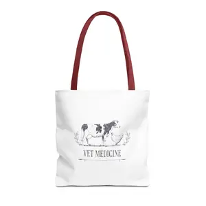 Vet Medicine Tote Bag | Vintage Illustration Farm Animals | Cow, Chicken | Veterinary Technician | Vet Med Student | Veterinarian Gifts