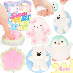 Squishy Fidget Toys , Penguin Bunny Dog Squeeze Sensory Toys with Autism Stress Relief Gifts Treasure Box Toys for Classroom Birthday Party Favors Easter Stocking Stuffers