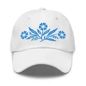 Blue Cornflower Embroidered Adjustable Hat, Nostalgic Corningware Dish White Hat, Gifts for Mom and Grandma, Home Cooking Baking Gifts