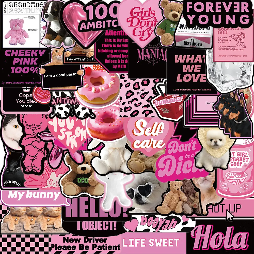 50PCS Cute Waterproof Vinyl Stickers for Kids and Teens, Aesthetic Kawaii Sticker Pack for Water Bottles, Laptops, Skateboards, Bikes, Phones and Luggage